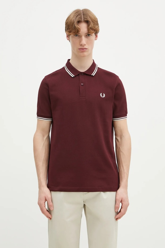 Fred Perry polo de bumbac uni burgundia M3600.597