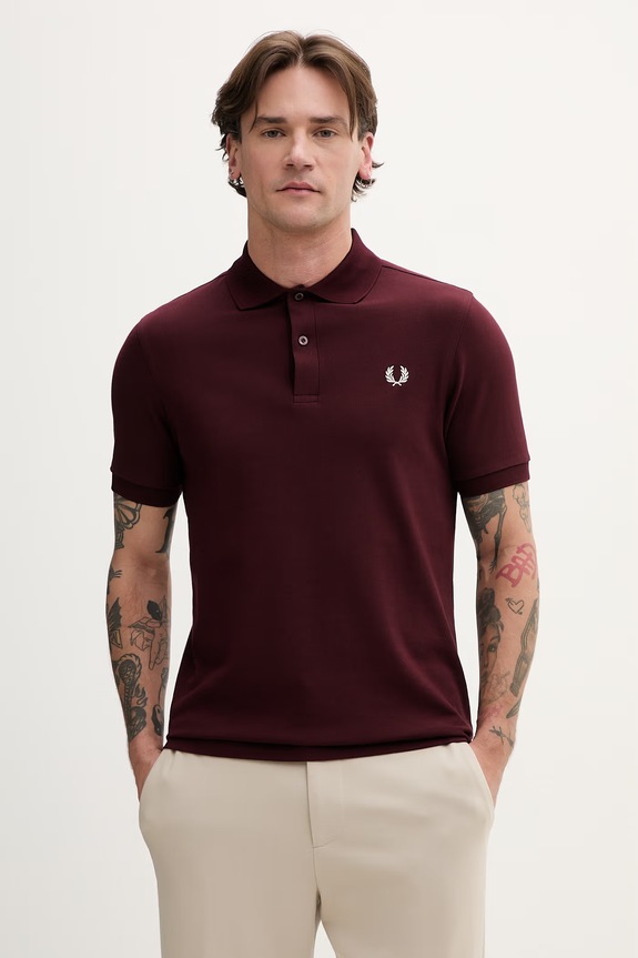 Bavlnené polo tričko Fred Perry nášivka burgundské M6000.597