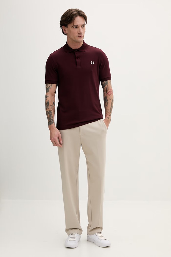 Bavlnené polo tričko Fred Perry M6000.597 burgundské SS26