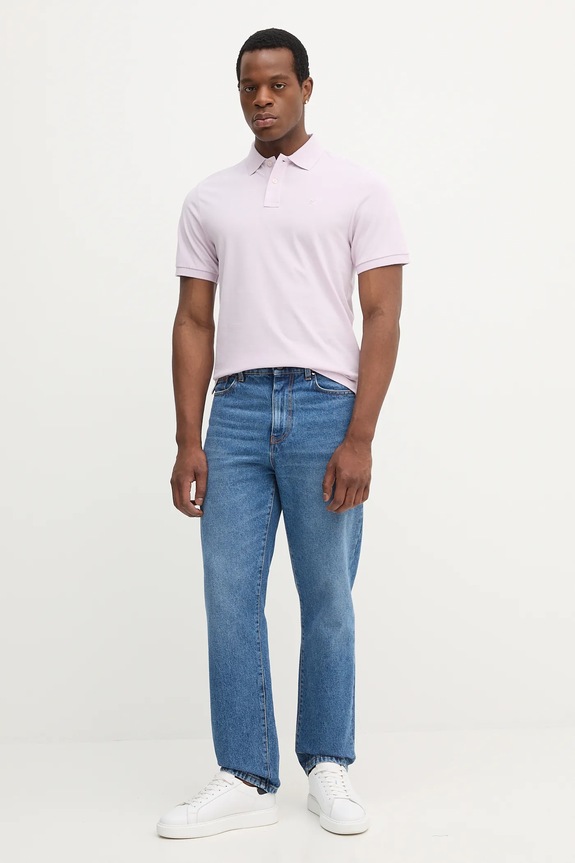 Hackett London polo bawełniane HM563426 fioletowy AW25