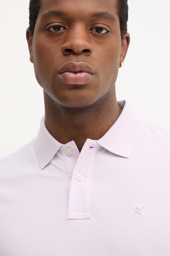 Hackett London polo bawełniane fioletowy HM563426