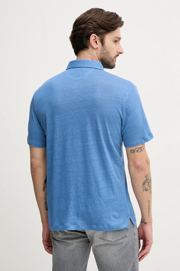 Odjeća Lanena polo majica Hackett London HM563435 ljubičasta