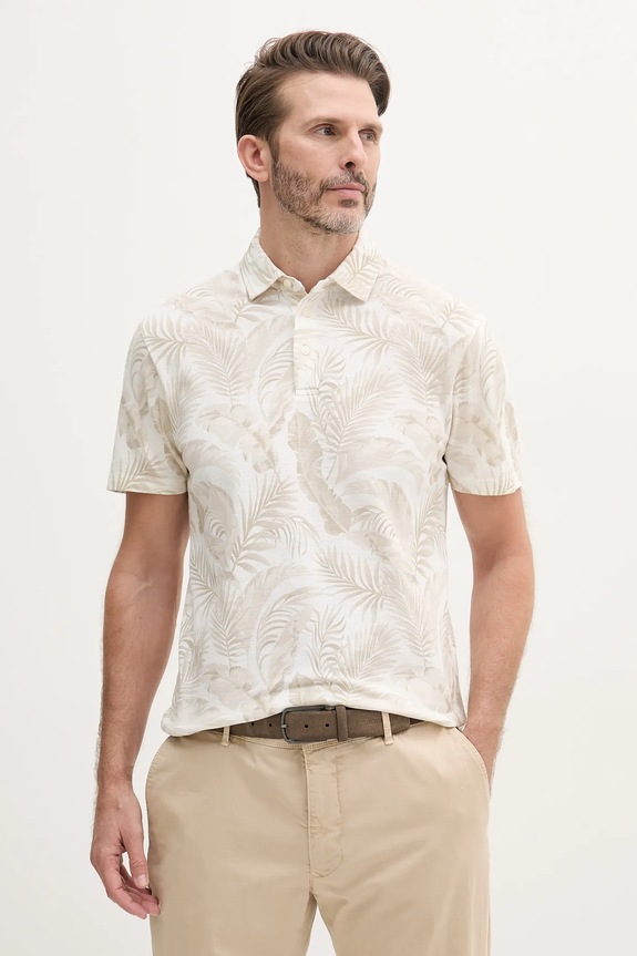 Hackett London polo bawełniane wzorzyste biały HM563430