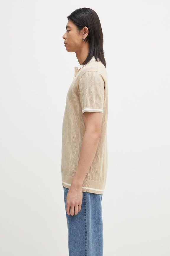 Filling Pieces polo bawełniane Knit Polo 80713669976 beżowy SS25