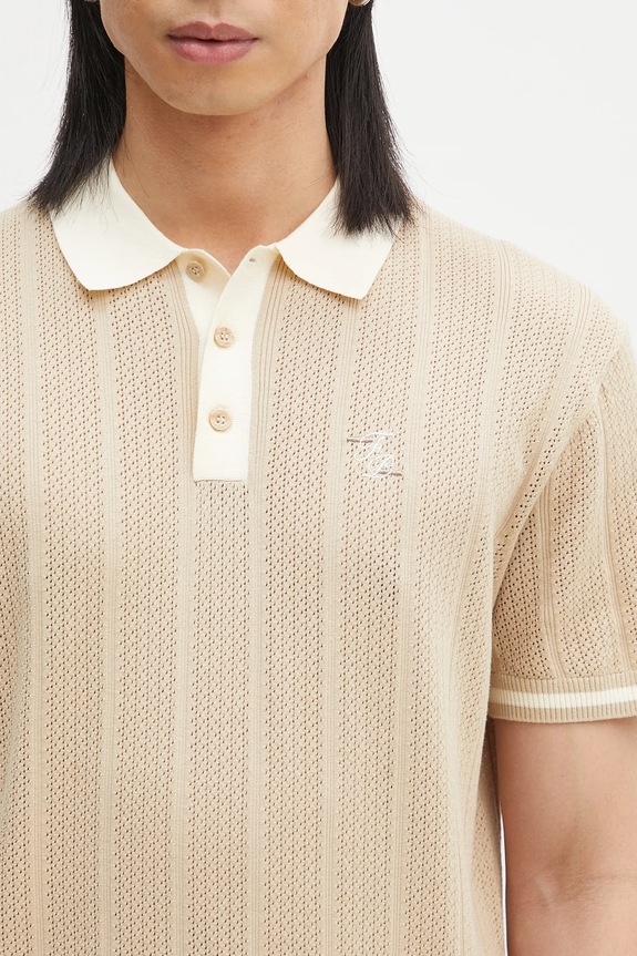 Βαμβακερό μπλουζάκι πόλο Filling Pieces Knit Polo μπεζ 80713669976