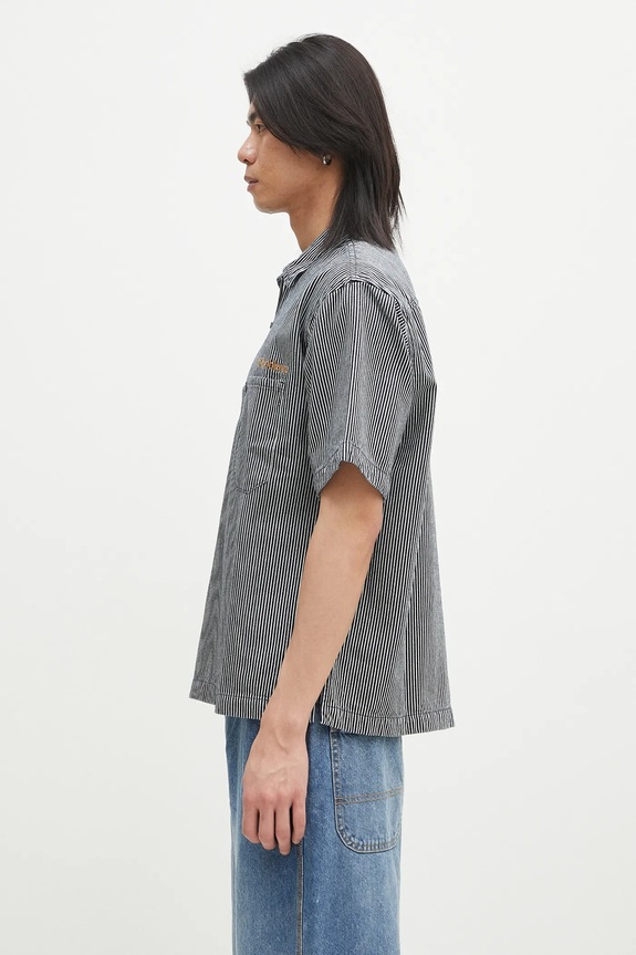 Bavlněné polo tričko No Problemo Mini Problemo SS Work Shirt - Denim NP4011303 námořnická modř SS25