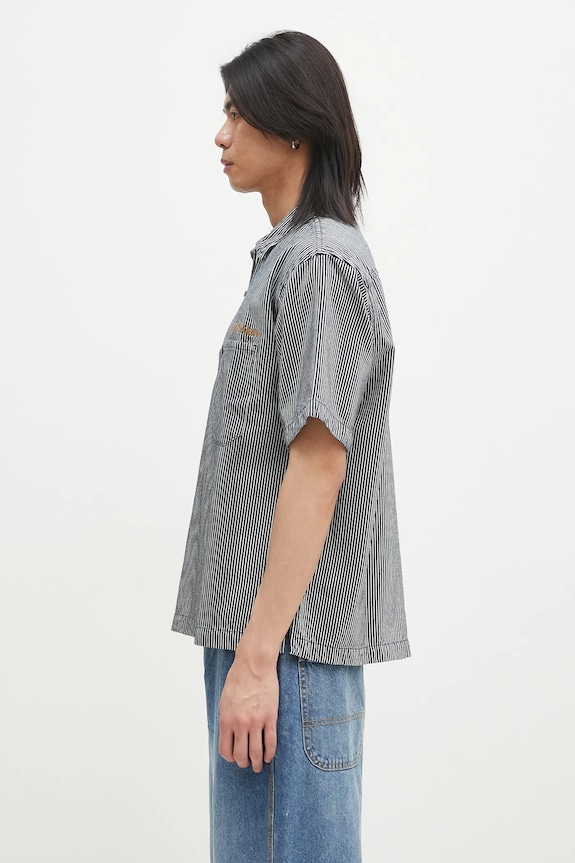 Bavlněné polo tričko No Problemo Mini Problemo SS Work Shirt - Denim NP4011303 námořnická modř SS25