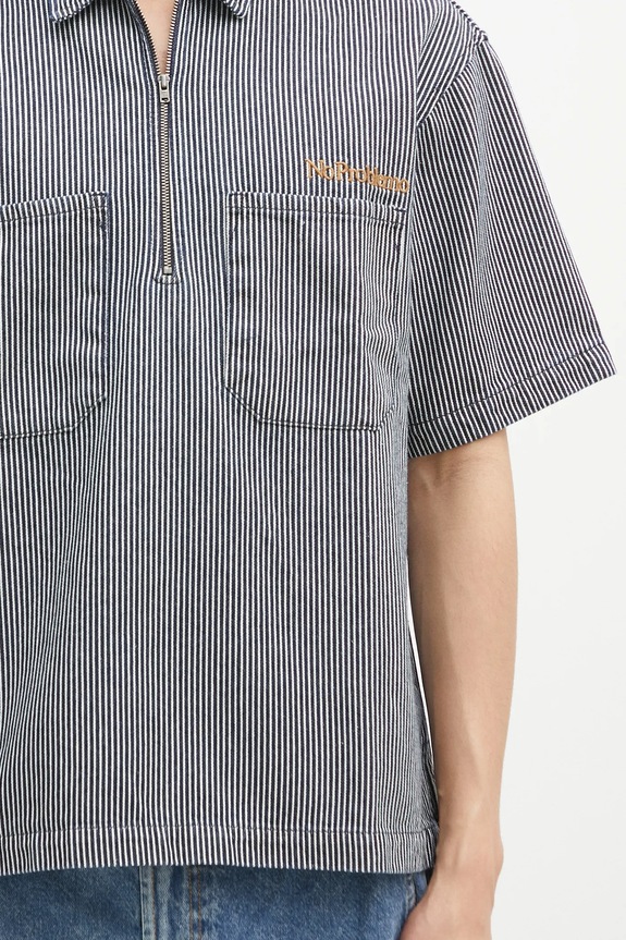 Bavlněné polo tričko No Problemo Mini Problemo SS Work Shirt - Denim námořnická modř NP4011303
