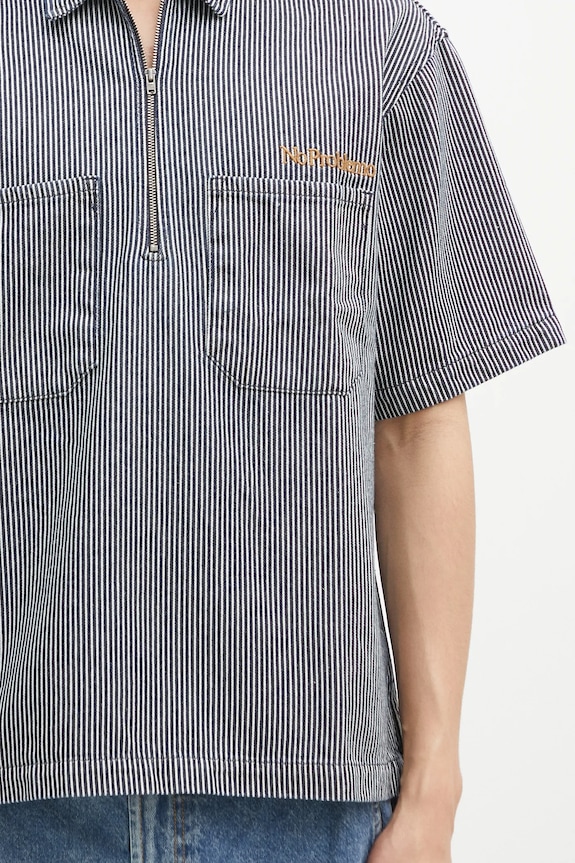 Bavlněné polo tričko No Problemo Mini Problemo SS Work Shirt - Denim námořnická modř NP4011303