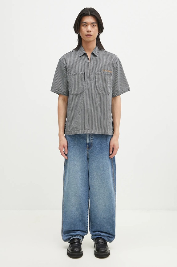 Bavlněné polo tričko No Problemo Mini Problemo SS Work Shirt - Denim NP4011303 námořnická modř