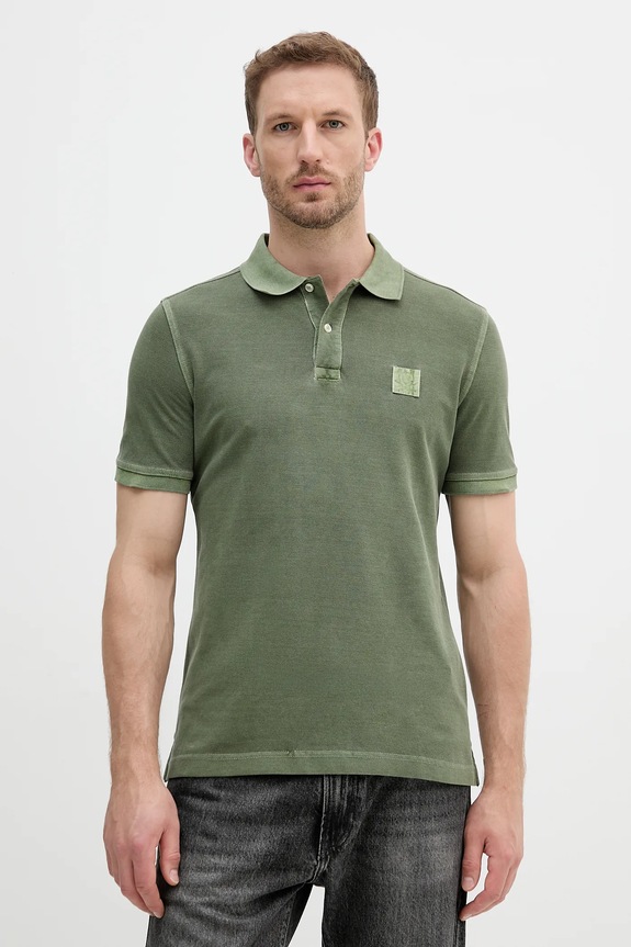Bombažen polo United Colors of Benetton Brez vzorca zelena 3089U302D