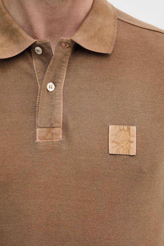 United Colors of Benetton polo bawełniane 3089U302D brązowy