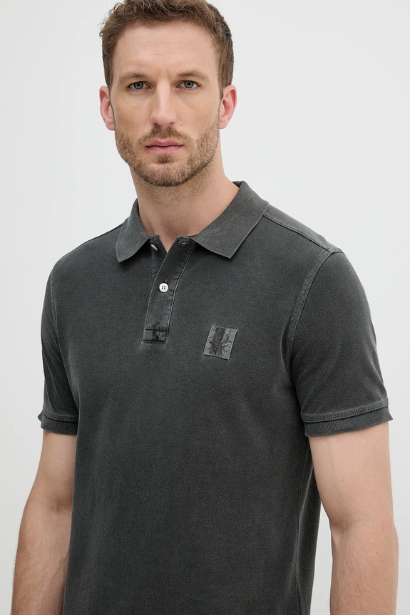 Памучна тениска с яка United Colors of Benetton сив 3089U302D