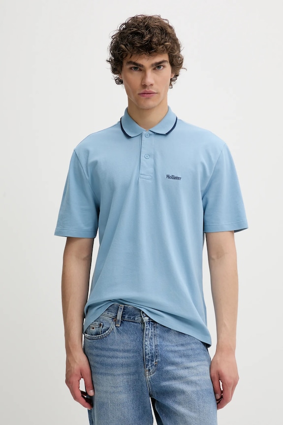 Polo tričko Hollister Co. jednofarebný modrá KI324.5199.211