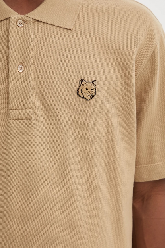 Maison Kitsuné cotton polo shirt Bold Fox Head Patch Comfort beige MM00210KJ7010