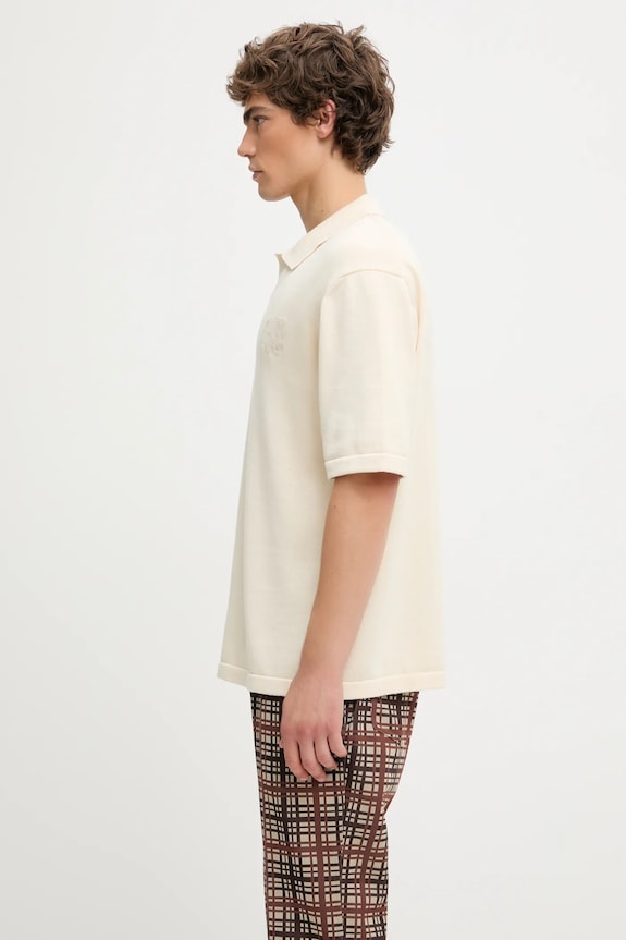 Maison Kitsuné polo in cotone Bold Fox Head Embroidered OM00205KT1135 beige SS25