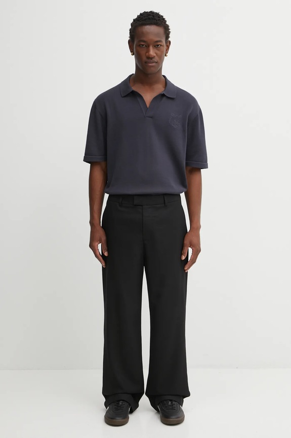 Maison Kitsuné polo in cotone Bold Fox Head Embroidered OM00205KT1135 grigio