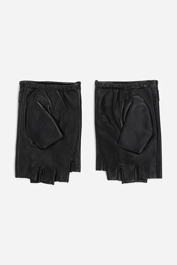 Karl Lagerfeld mitenki skórzane A2W33050 czarny SS25
