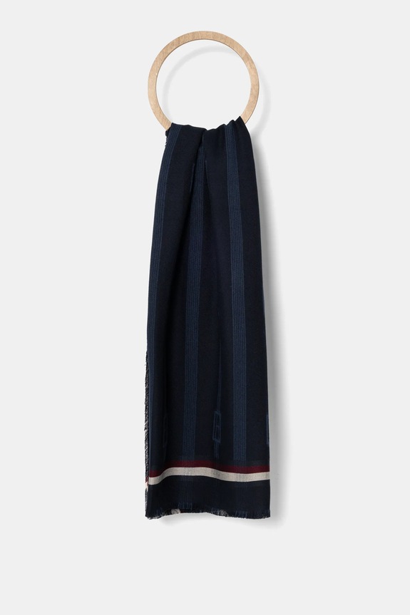 Šátek Tommy Hilfiger látka námořnická modř AW0AW17351