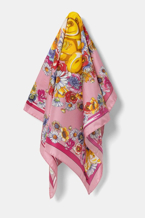 Hedvábný šátek Moschino látka růžová M3227.3548