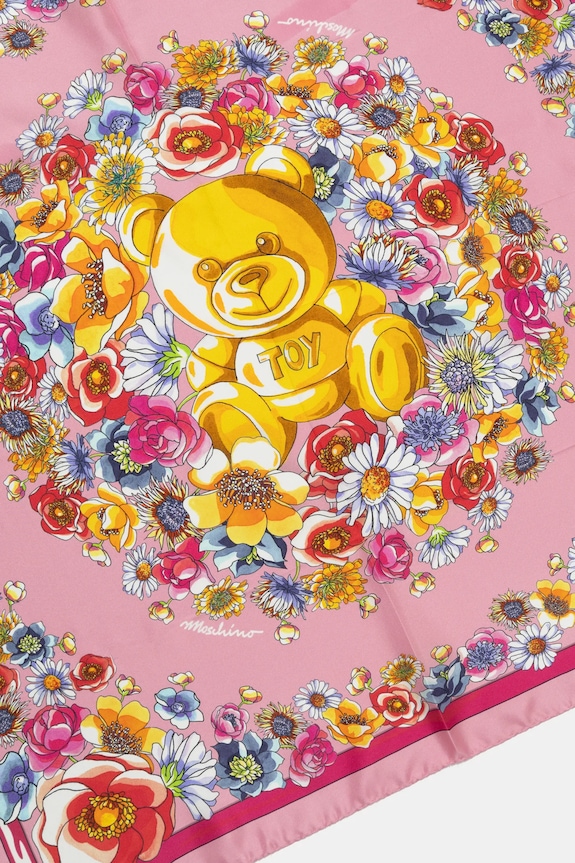 Hedvábný šátek Moschino M3227.3548 růžová SS25