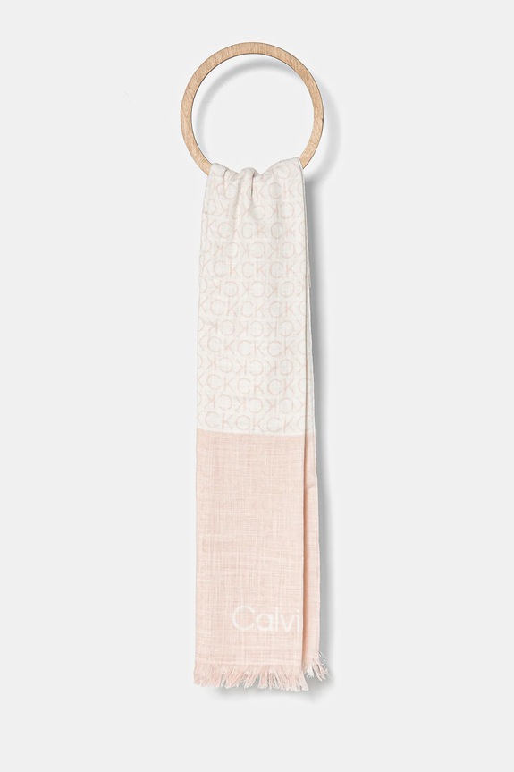 Pamučni šal Calvin Klein pamuk roza K60K612979