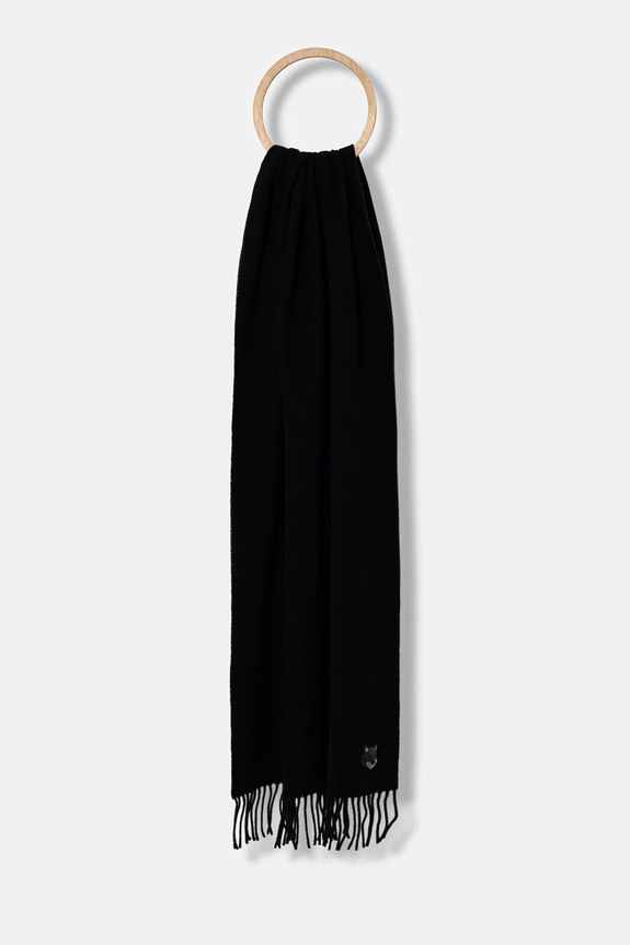 Maison Kitsuné eșarfă de lână Bold Fox Head lana negru MM06201BT3004