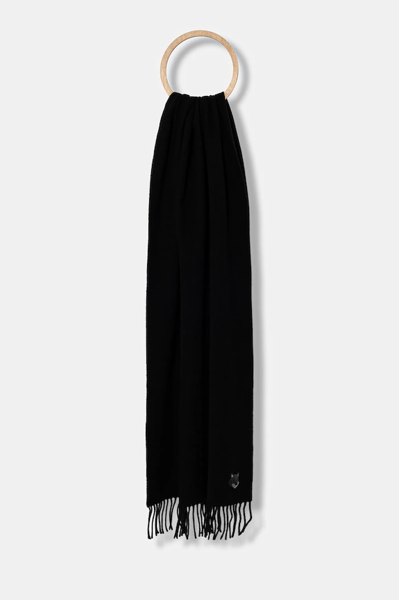 Maison Kitsuné eșarfă de lână Bold Fox Head lana negru MM06201BT3004