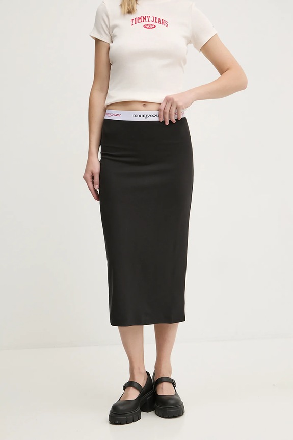 Tommy Jeans spódnica z elastanem czarny DW0DW19365