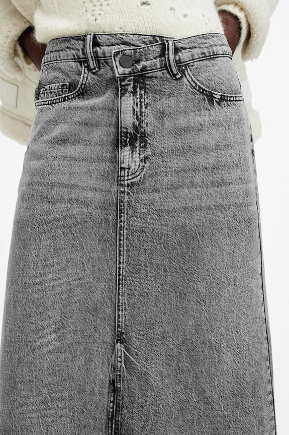 Îmbrăcăminte AllSaints fustă din denim NOIR MAXI W023RB negru