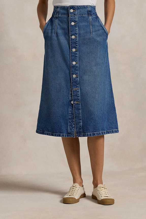 Polo Ralph Lauren cotton denim skirt 211959036 blue SS25