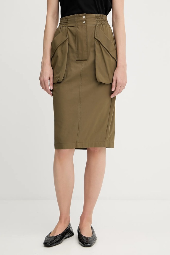 Pamučna suknja Pinko bez uzorka zelena 104703.A2ER