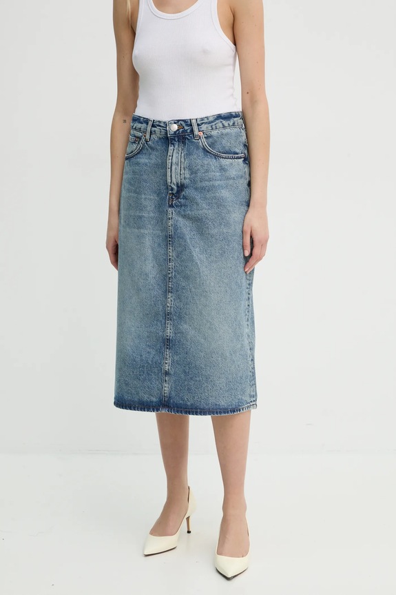 Samsoe Samsoe spódnica jeansowa SAELSIE niebieski F24400119