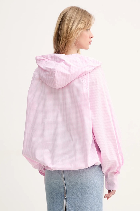 Ρούχα Βαμβακερή μπλούζα Fiorucci Gingham Logo Hoodie Shirt W02SPTLO286CO01PN02 ροζ