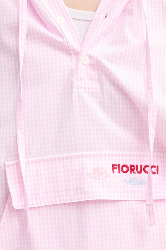 Βαμβακερή μπλούζα Fiorucci Gingham Logo Hoodie Shirt W02SPTLO286CO01PN02 ροζ