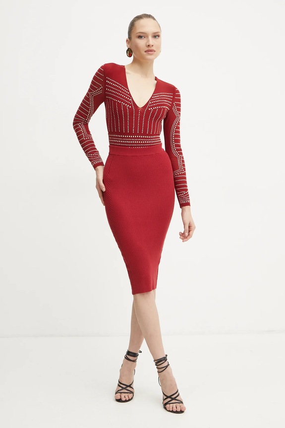 Suknja Guess KATELYN W5RD15.Z2V62 bordo SS25