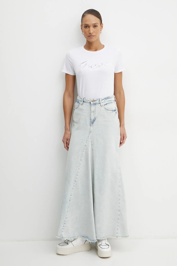 Guess spódnica jeansowa PANELED W5RD95.D5LQ1 niebieski SS25
