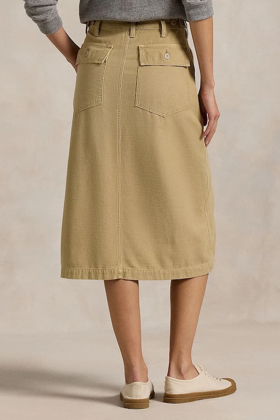 Polo Ralph Lauren fustă din bumbac RICKY MD SK 211959051 bej SS25