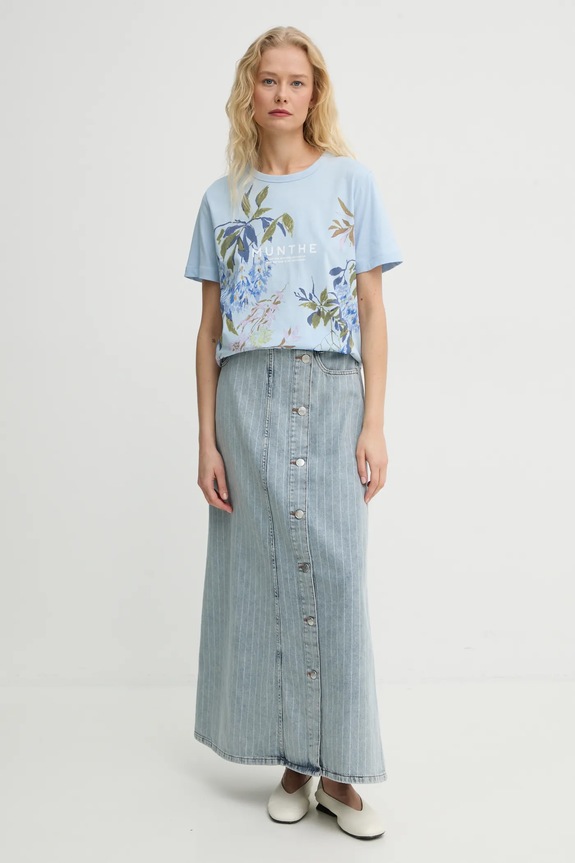 MUNTHE spódnica jeansowa SAIMA 244121424405 niebieski SS25