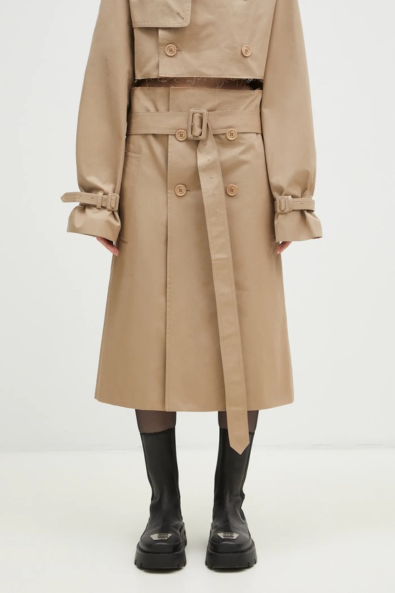 Хлопковая юбка VETEMENTS Deconstructed Trenchcoat гладкий бежевый WA66SK400S