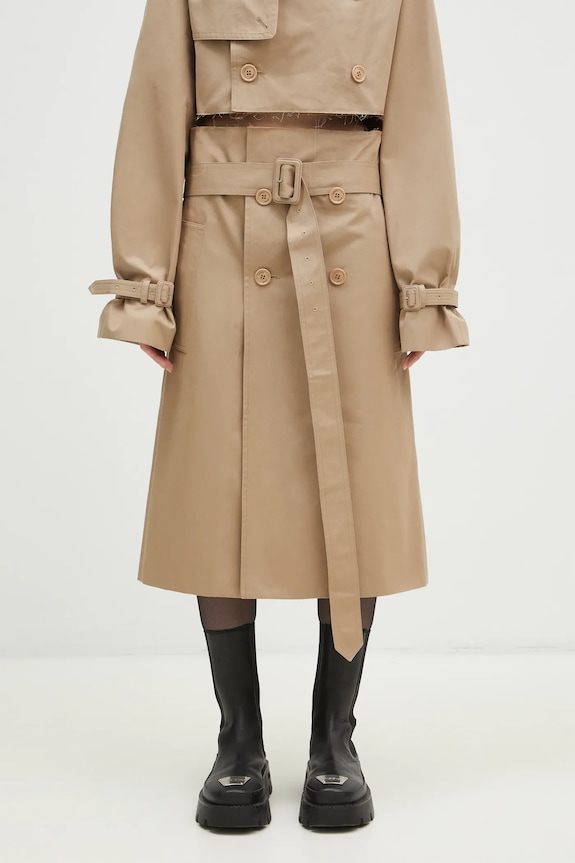 Хлопковая юбка VETEMENTS Deconstructed Trenchcoat гладкий бежевый WA66SK400S