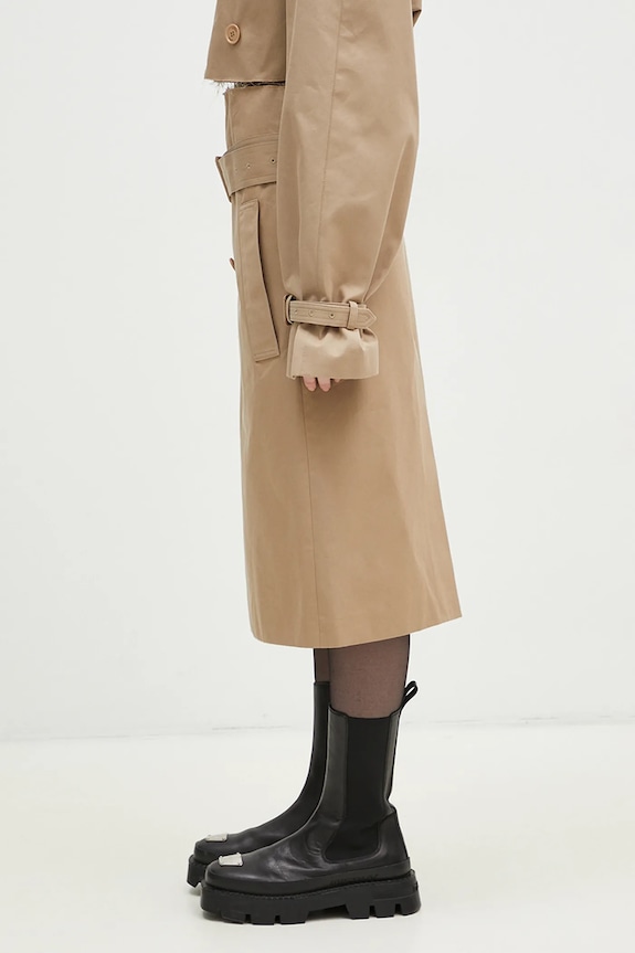 Хлопковая юбка VETEMENTS Deconstructed Trenchcoat WA66SK400S бежевый SS25
