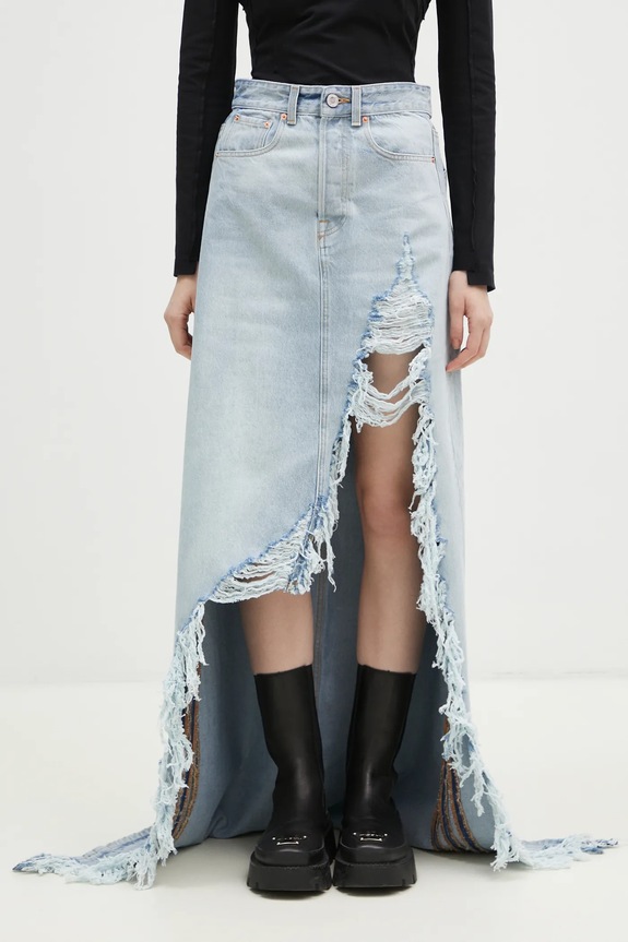 Джинсовая юбка VETEMENTS Destroyed Denim Maxi гладкий голубой WA66SK510L