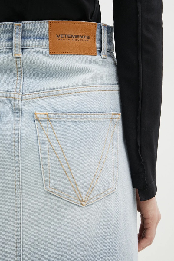 Джинсовая юбка VETEMENTS Destroyed Denim Maxi WA66SK510L голубой