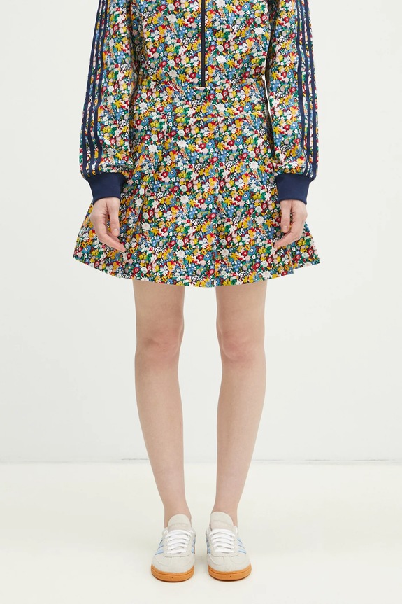 adidas Originals cotton skirt Liberty A-line blue JC7774