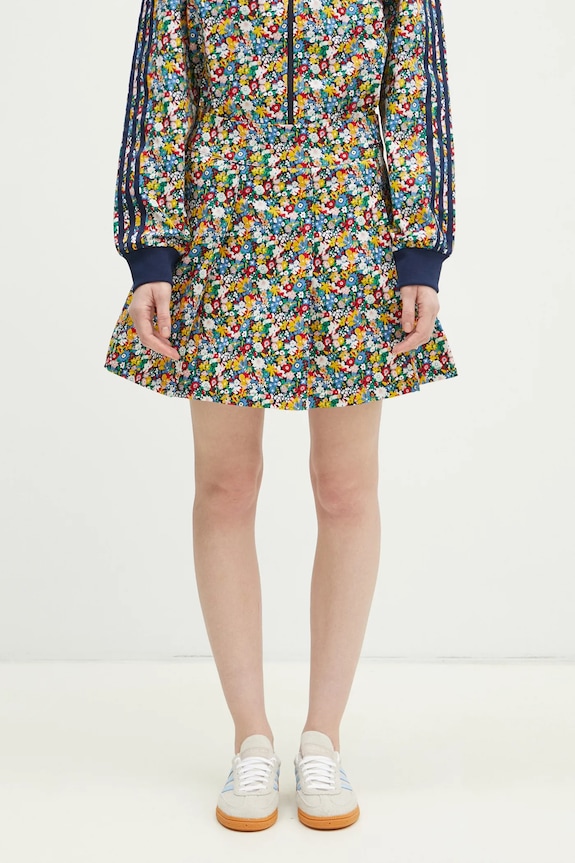 adidas Originals cotton skirt Liberty A-line blue JC7774