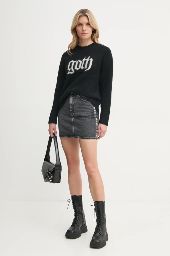 Rifľová sukňa Gestuz 10909769 sivá SS25