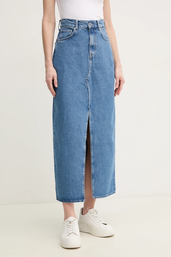 Pepe Jeans spódnica jeansowa MAXI SKIRT HW bawełna niebieski PL901185ND3R