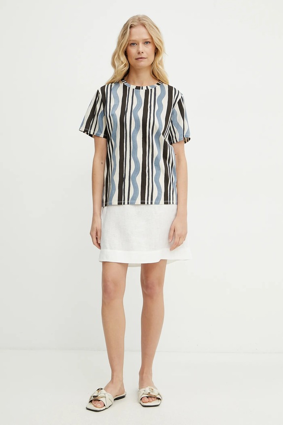 Max Mara Leisure vászon szoknya 2516101018600 fehér SS25