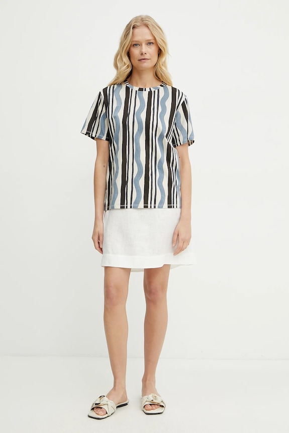 Max Mara Leisure vászon szoknya 2516101018600 fehér SS25